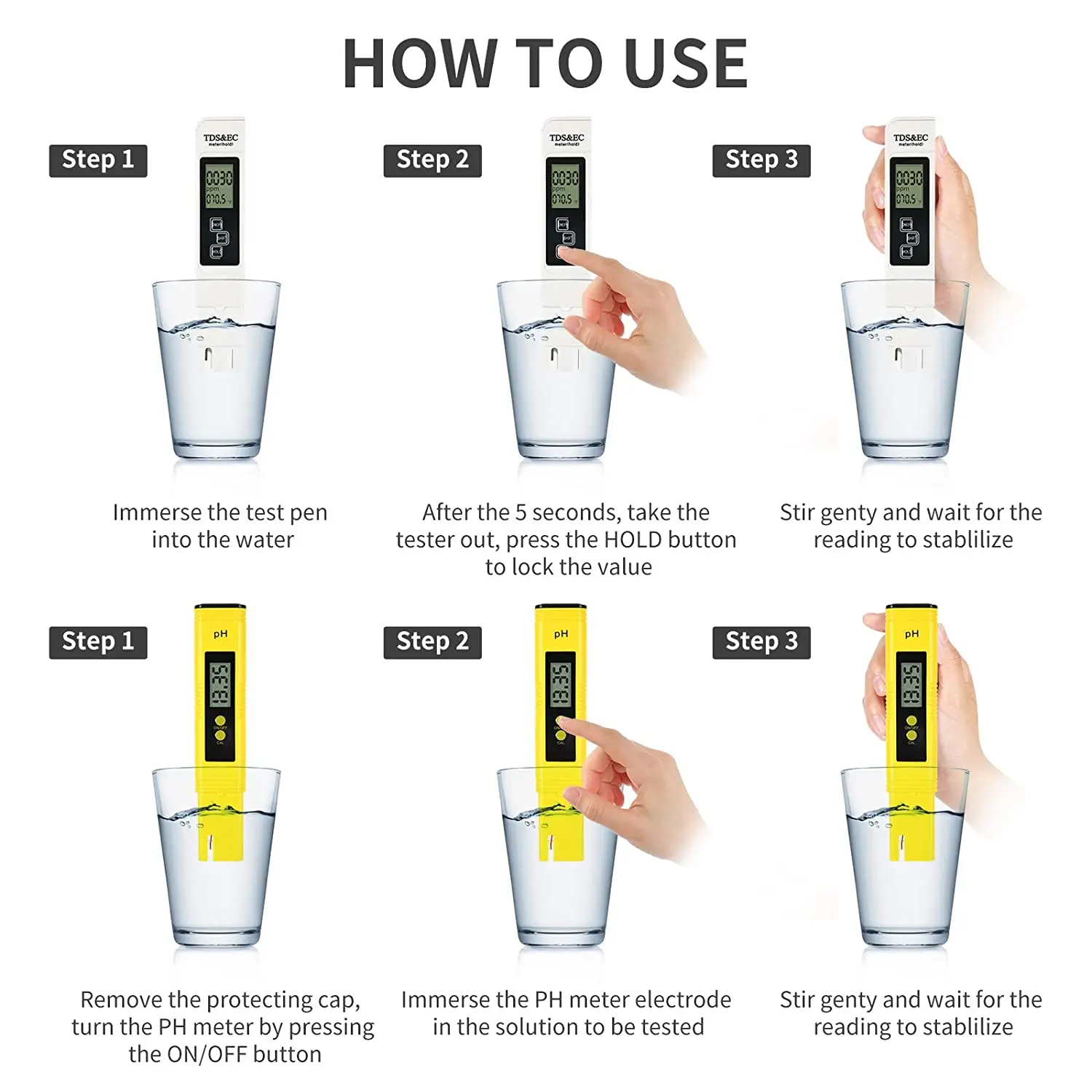 Wholesale 10pcs  pH Meter TDS EC Meter 0.05ph High Accuracy Pen Type ± 2% Readout Accuracy 3-in-1 TDS EC Temperature Meter