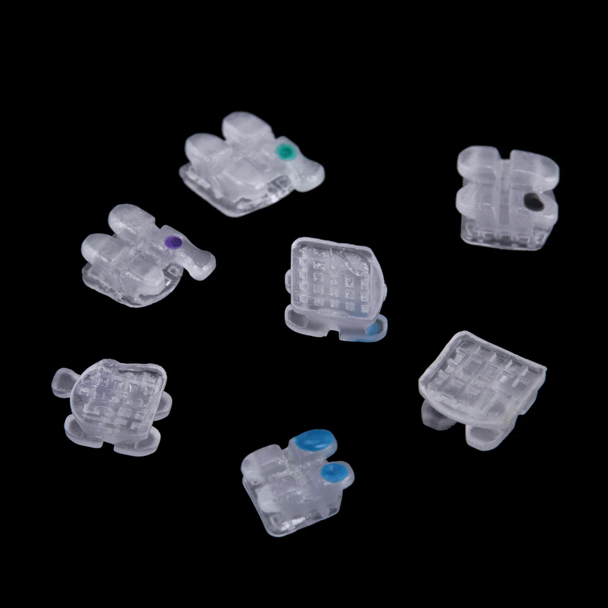 20 Stück AZDENT Zahnspangen Keramik-Orthodontie-Brackets mit Netzbasis, transparent, Roth MBT 0.022/0.018, mit Haken 345, Zahnmedizinisches Werkzeug – Detail 5