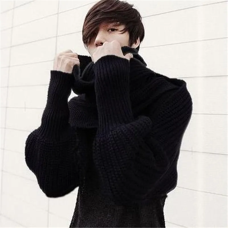 European Style Winter Women Long Scarf With Sleeves Wool Knitted Scarves For Women Thick Warm Casual Shawl High Quality