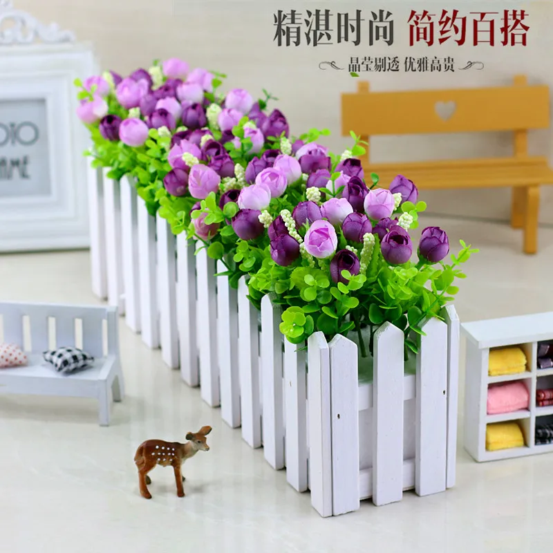 Simulation flower fence suit indoor false green plant decoration flower false plant potted ornament water plant rose