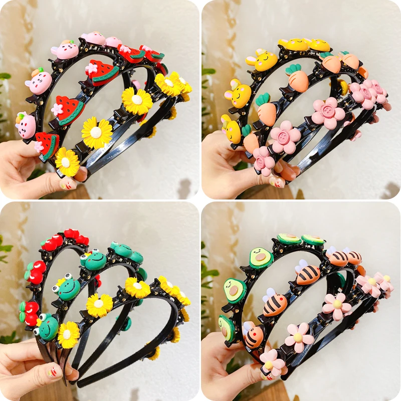 2/3/5 Pcs/Set Children Cute Acrylic Cartoon Flower Bow Hairbands Baby Girls Lovely Hair Hoop Headbands Kids Hair Accessories