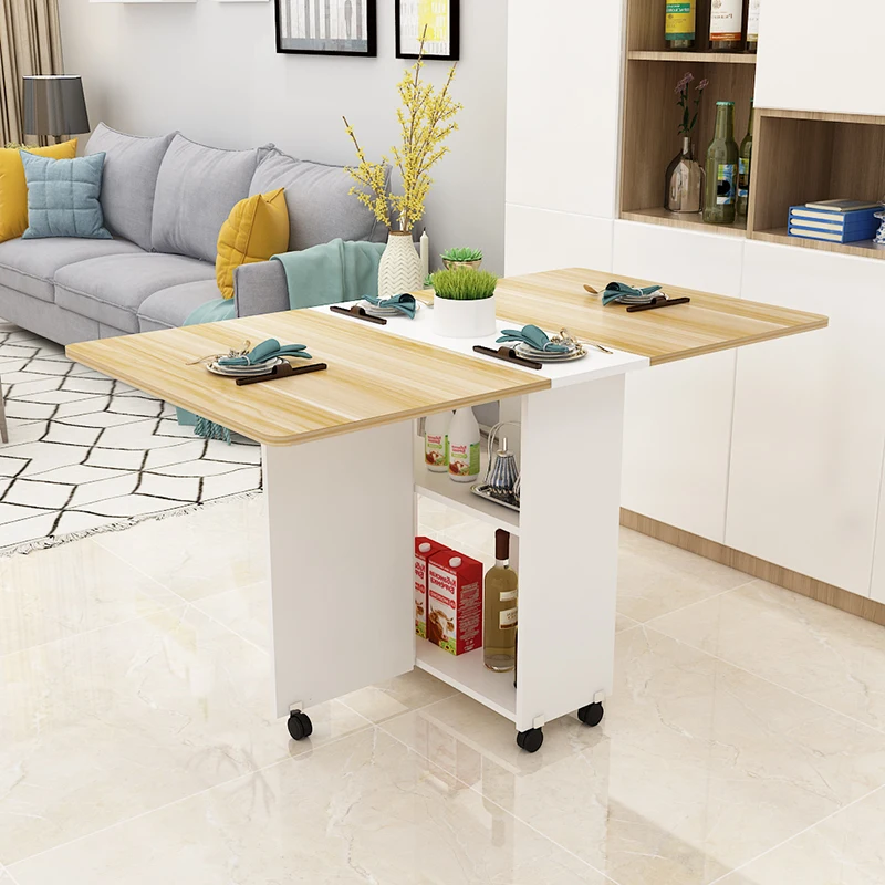 Folding Dining Table Modern Simplicity Multifunctional Movable Storage Kitchen Table Home Furniture Living Room Extendable Table