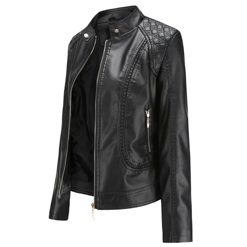 Herfst Vrouwen Pu Leren Jas Vrouw Rits Korte Jas Vrouwelijke Zwarte Punk Bomber Faux Leather Uitloper Lente Blazer Grote Maat