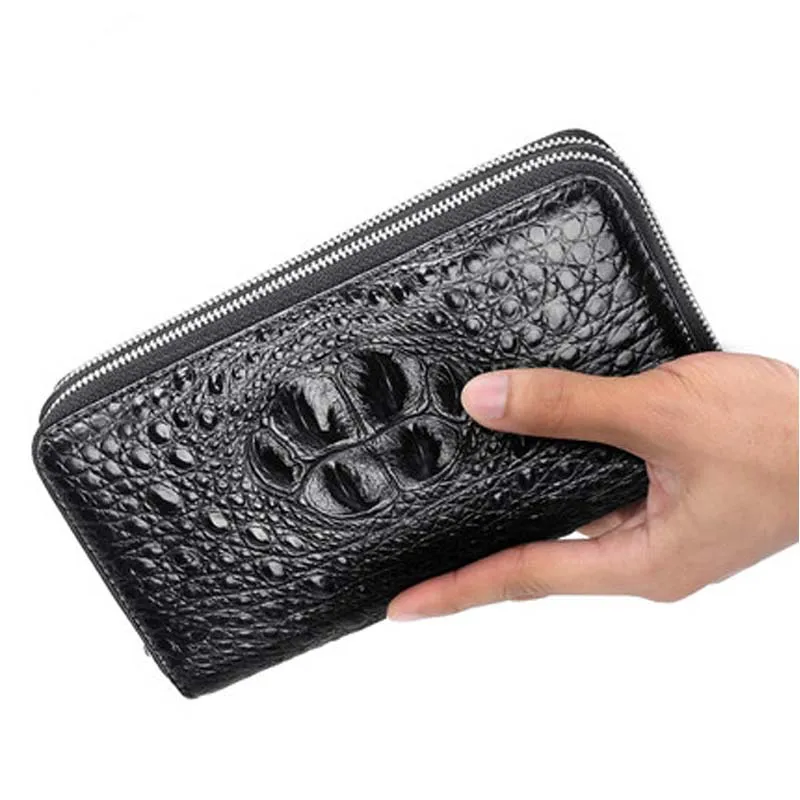 mafeimengge crocodile leather men  wallet male long Double zipper Men clutch  bags Hand bag business Thailand Fashion handbags