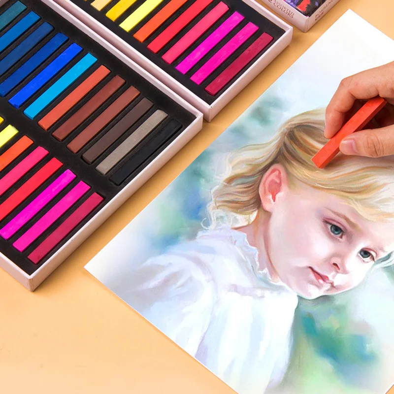 12/24/36/48 Colors Soft Pastel Set Square Pastels Chalks Artist Pastel Set Chalk Color Crayon Brush Stationery For Students