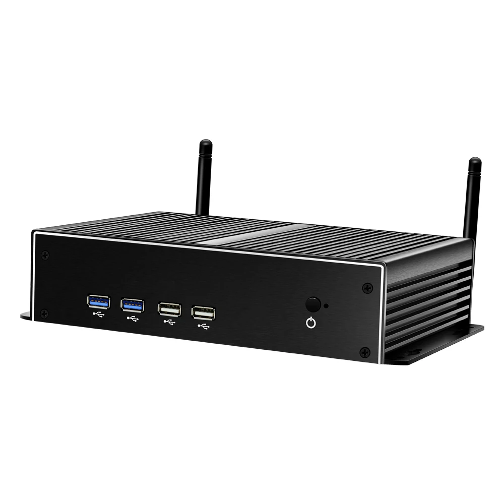 XCY 팬리스 산업용 미니 PC 인텔 코어 I7 5500U 2개의 기가비트 이더넷 LAN 포트 6개의 COM RS232 포트 HDMI VGA 6개의 USB 포트 WiFi 4G LTE 지원 윈도우 리눅스 썸네일 2