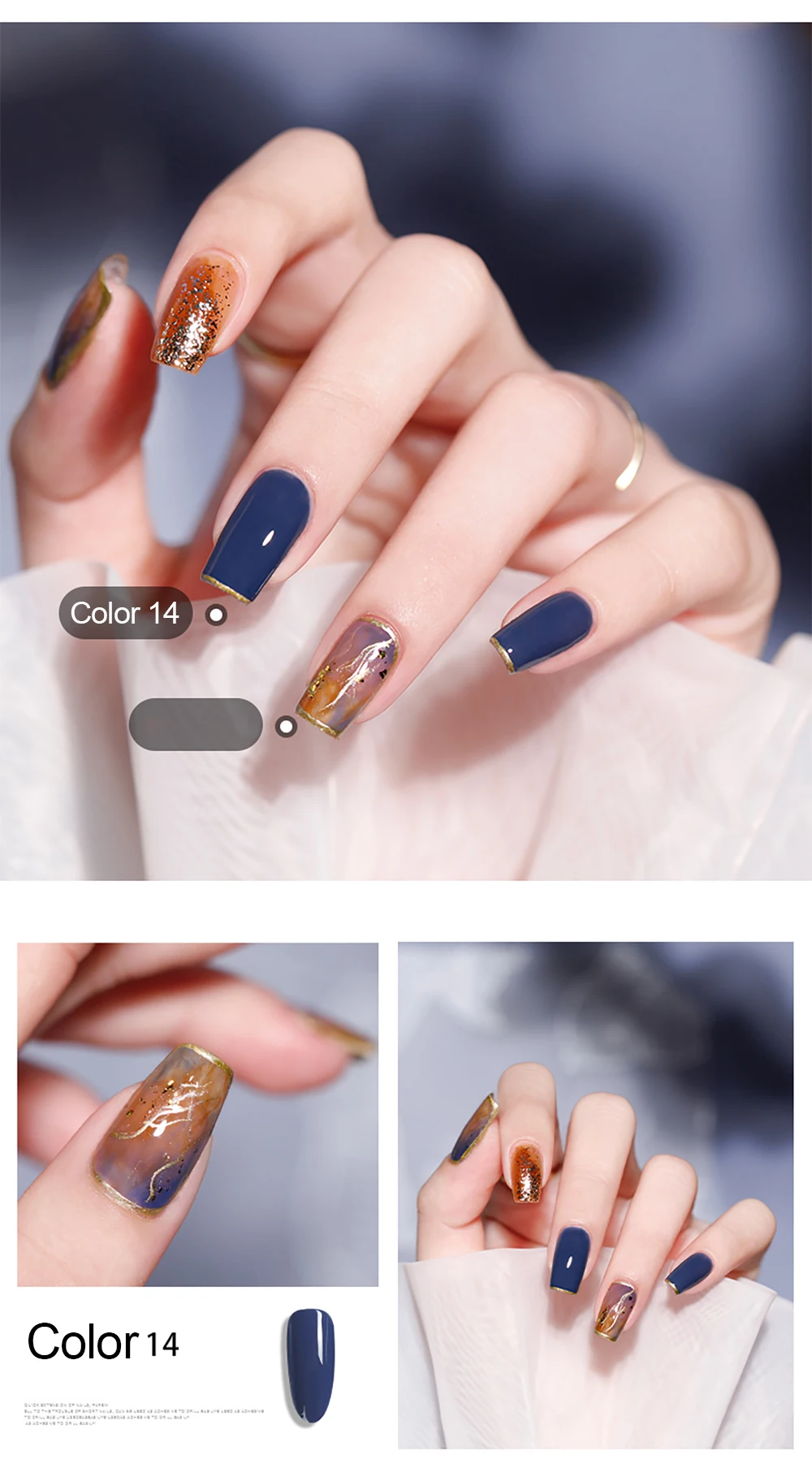 Vendeeni 18 Farben Blau Cyan Gel-Nagellack Semi-Permanent UV LED Soak-Off Gel-Lack Grau Kühle Farbe Gel-Lack für Nagelkunst – Detail 8