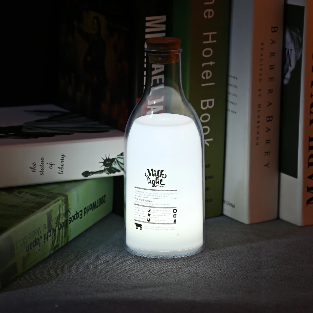 USB Charging LED Bedside Lamp Milk Bottle DIY Message Night Light Drop shipping