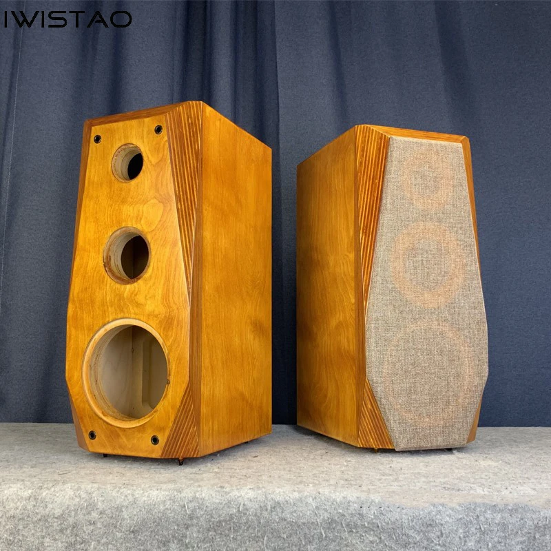 IWISTAO HIFI 3 طريقة 6.5 بوصة رف الكتب البتولا الخشب الرقائقي خزانة مكبر الصوت الفارغة 1 زوج الماس الزاوية الخلفية مقلوب ل أنبوب أمبير