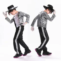 Halloween Kids Boys Carnival Michael Jackson Cosplay Costume Superstar Singer Dance Suits Theme Party Dress