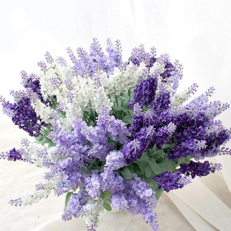 Romantic Provence Decoration Preserved Lavender Flowers Artificial Silk Flowers Wedding Party Garden Decoration Plastic Lavender