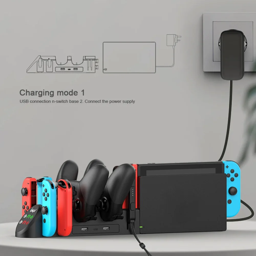 iPega PG-9187 Caricatore per controller di gioco Supporto per stazione di ricarica per console di gioco di controllo Nintendo Switch con indicatore