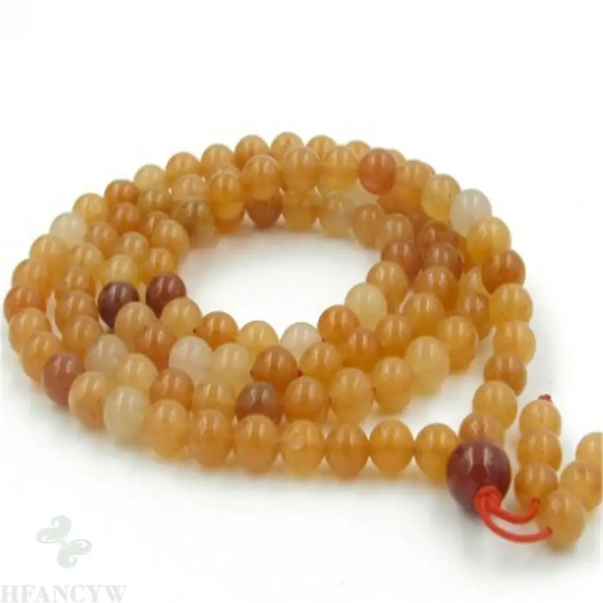 

6mm Topaz Yellow Jade Gemstone mala Bracelet 108 Beads classic yoga MONK Health spirituality Bless Wrist cuff pray Lucky Prayer