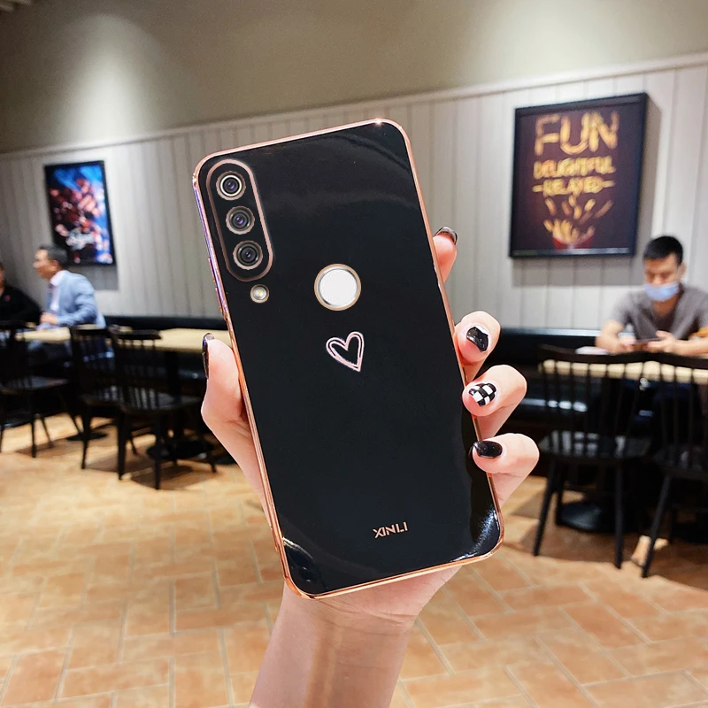 Square Mirror Plating Love Heart Phone Case On For Huawei P20 P30 Pro P40 P 30 40 Lite P30Lite P30pro P20Lite Mirror Cover