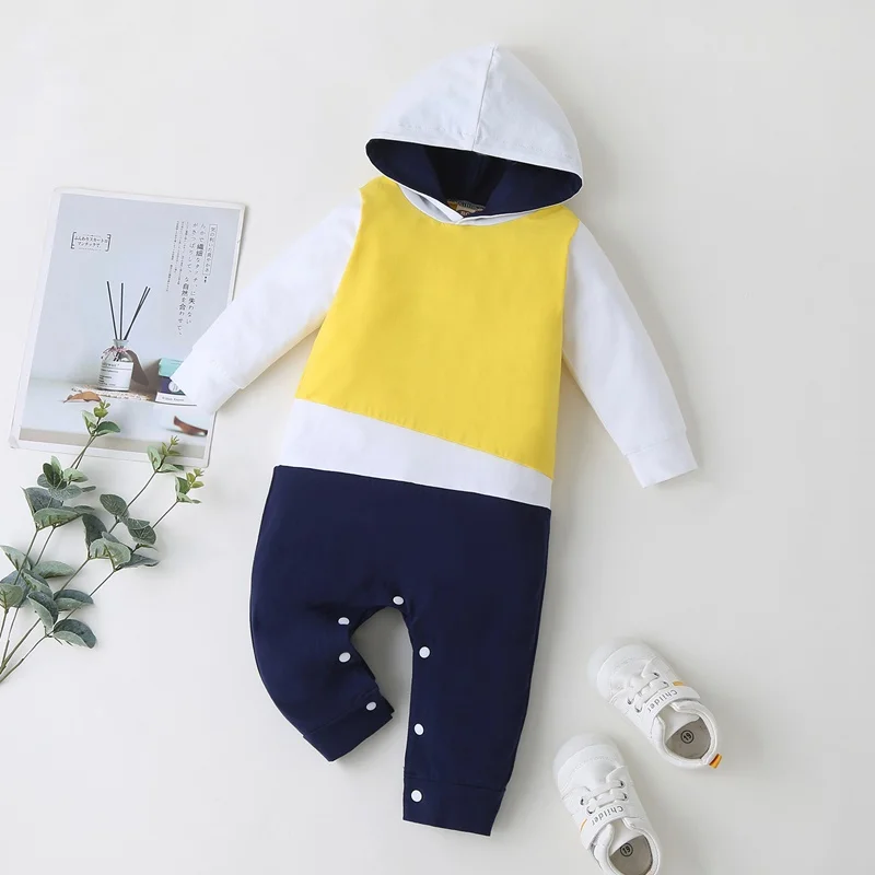 Fashion Clothes Baby Girl Romper Cotton Spring Autumn Patchwork Long Sleeve Hoodies Baby Boy Romper Sport Baby Jumpsuit 0-18M