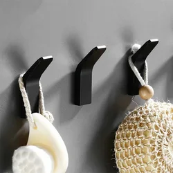 No Drilling Hook Black White Towel Hook For Bathroom Clothes Coat Metal Hook Bedroom Robe Hook Livingroom Kitchen Accessories