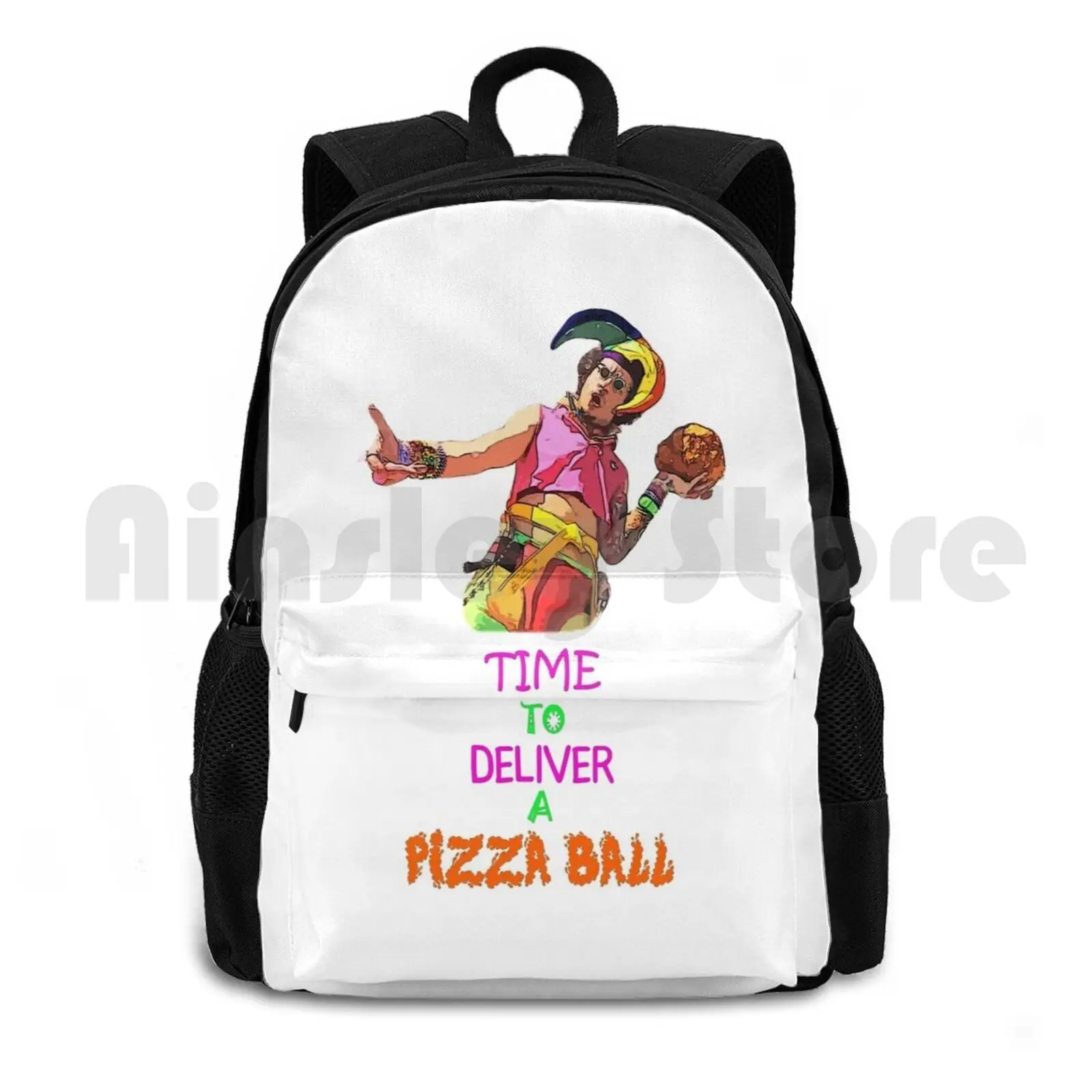 Time To Deliver A Pizza Ball Outdoor Hiking Backpack Waterproof Camping Travel Pop Comedy Comic Fun Funny Ironic Joke Absurd