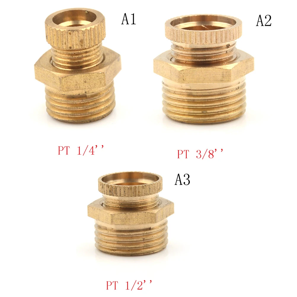 One Piece Air Compressor Male Threaded Water Drain Valve Brass Tone PT 1/2 Inch 3/8 Inch 1/4 Inch