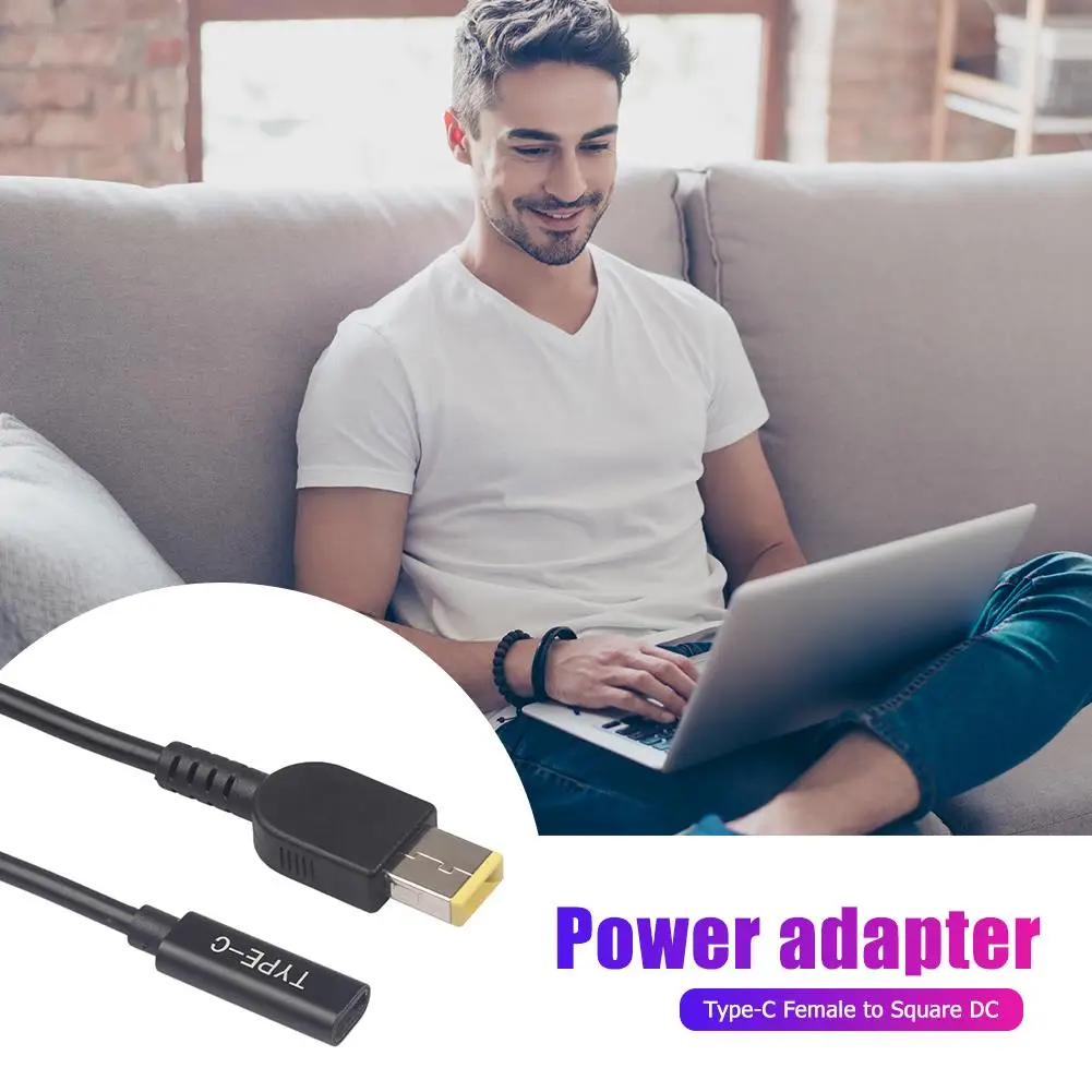 Connecteur adaptateur d'alimentation pour chargeur d'ordinateur portable Lenovo Thinkpad, Type C femelle à carré DC mâle, câble de charge PD, 2021