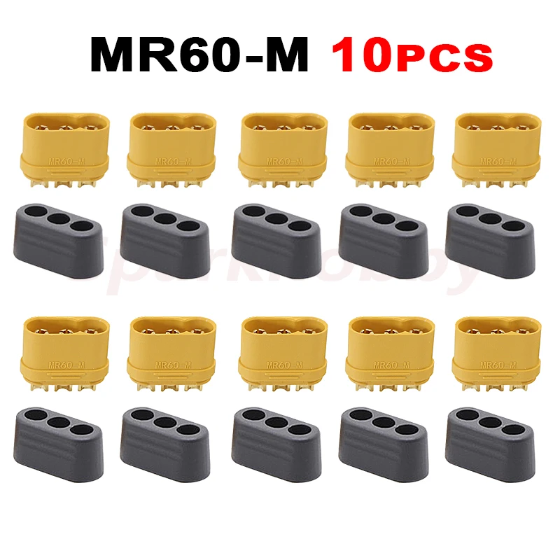 10PCS/5Pirs Amass MR60 Male Female Plug with sheath three core high power Brushless motor ESC connector for RC model ACCS parts