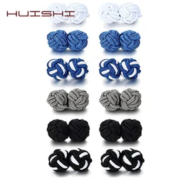 HUISHI Mens Shirt Wedding Cufflinks Groom For Mens Classic Multicolor Elastic Fabric Silk Knot Cufflinks Ball Cuff link Hot Sell