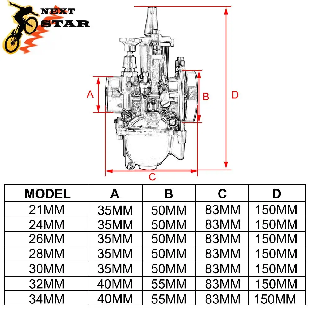 For PWK 21 24 26 28 30 32 34 For Keihin PWK Carburetor With Power Jet 2T 4T Engine For Scooter UTV ATV Universal 50cc-250cc