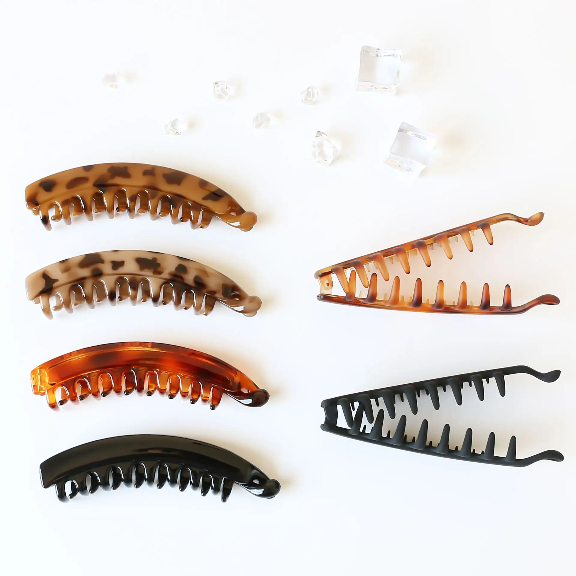 Matte Solid Banana Hair Claw Clips Clamp Barrettes Big Women Hairgrips Hairpin Girls Ponytail Hair Accessories Leopard Headwear