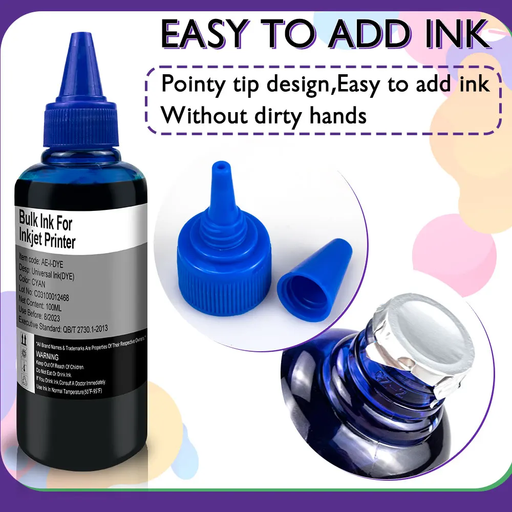 100ML Refill Ink Kit Universal Dye Printer Supplies Desktop Printing Paper Replacement For Canon PG-245 CL-246 PIXMA MG2420