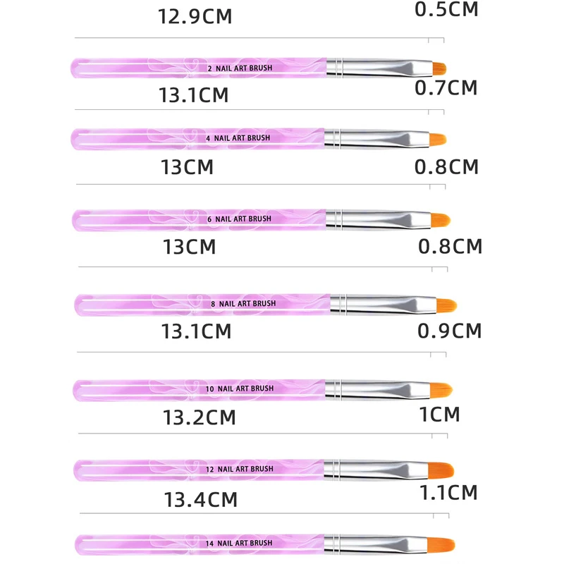 21Pcs Nail Art Set Kit Pink Acrylic Brushes +Marble UV Gel Pens + 2-Ways Dotting Pens + Fine Liner Details Brush