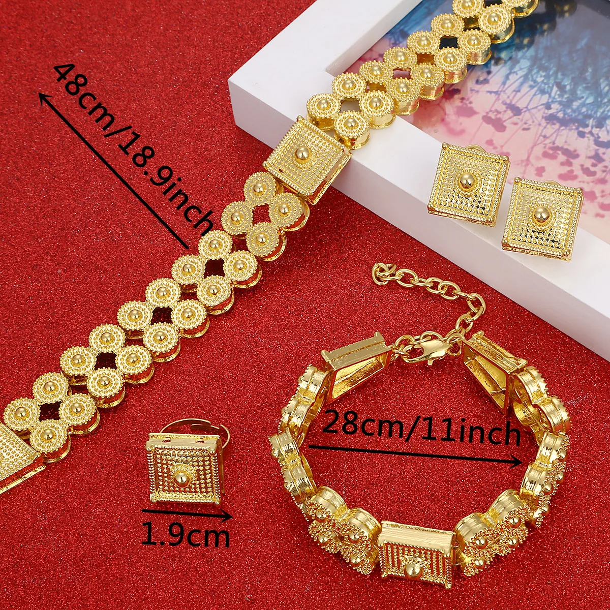 Ethiopian Trendy Women Necklace Bracelet Earrings Ring Eritrea Habesha Jewelry Sets