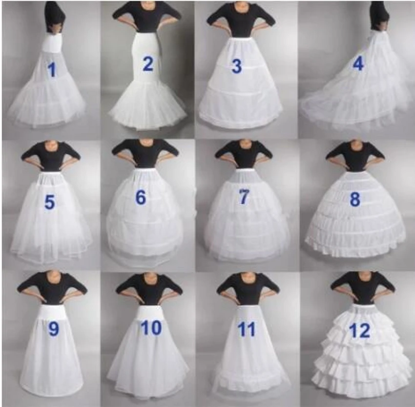 Venda quente muitos estilos de casamento nupcial petticoats aros crinoline prom underskirt saia extravagante desliza acessórios de casamento pt2022