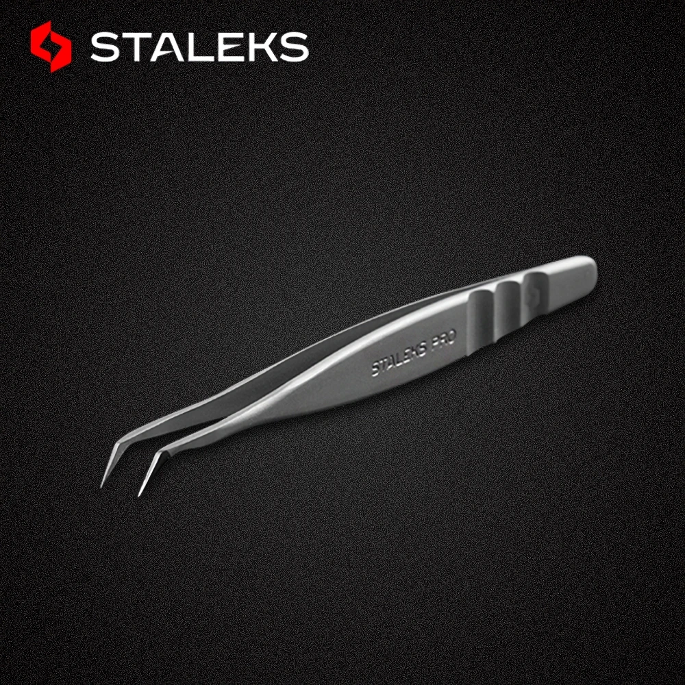 STALEKS PRO TE-40-1 Wave Embossing Tweezers Grafting Eyelashes Blooming Anti Static High Precise Hyper Fine AISI