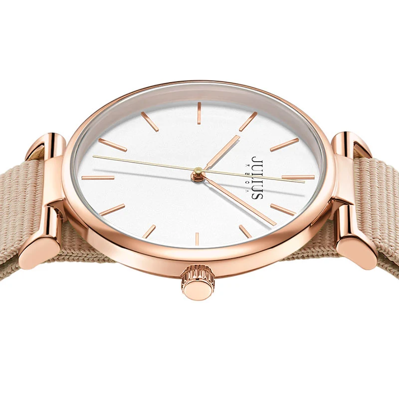 Nieuwe Dunne Julius Heren Horloge Vrouwen Horloge Paar Lovers 'Klok Mode Uur Nylon Band Eenvoudige Jongen Meisje verjaardagscadeau Box