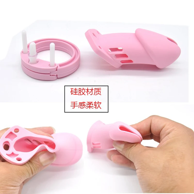 Soft Silicone Male Chastity Device Penis Ring Chastity Cage Penis Lock Cock Cage Masturbator Adult Products Prevent for Men Sex