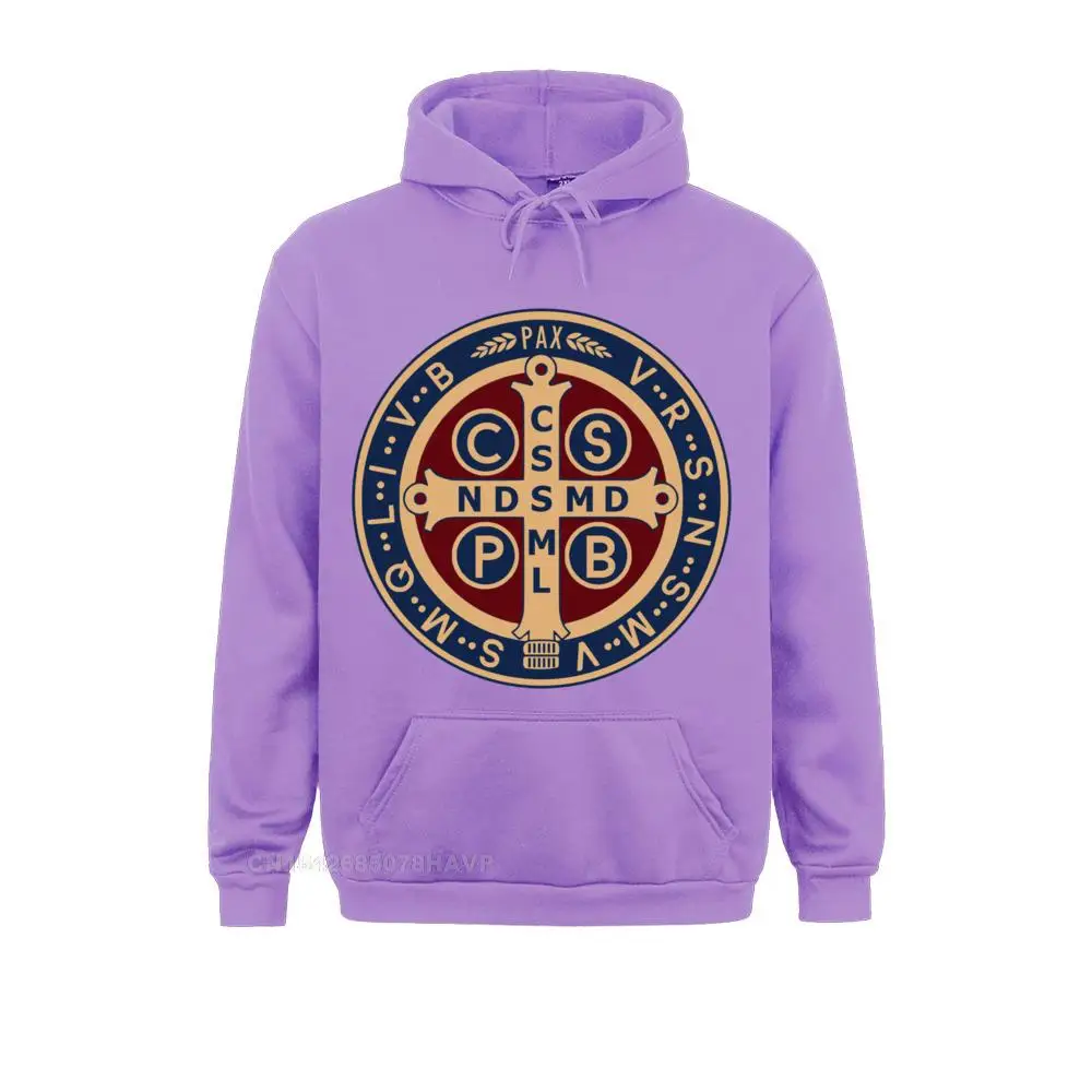 The Saint Benedict Medal Catholic Pullover Hoodie Hoodies 2021 Hot Sale Sweatshirts Europe Long Sleeve Men\'s Sportswears