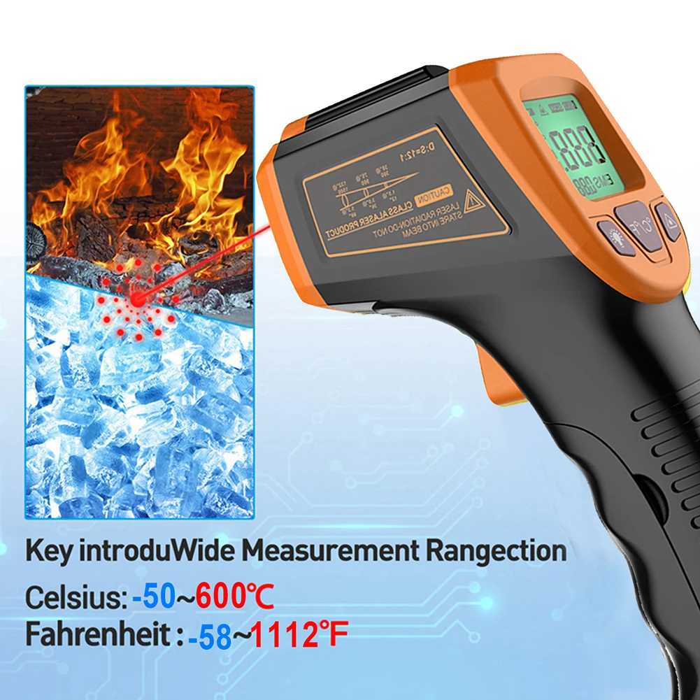 GM320S Thermometer -50~600℃ Non-Contact Industrial Digital High Infrared Temp IR High Temperature Gun Laser-Pointer for kitchen