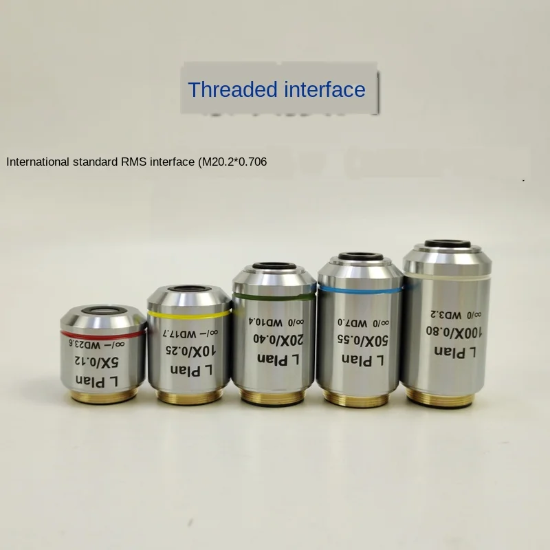 Lente objetivo de microscopio Infinity 5X 10X 20X 50X 100X lente acromática de larga distancia de trabajo piezas de microscopio metalográfico 20,2 MM
