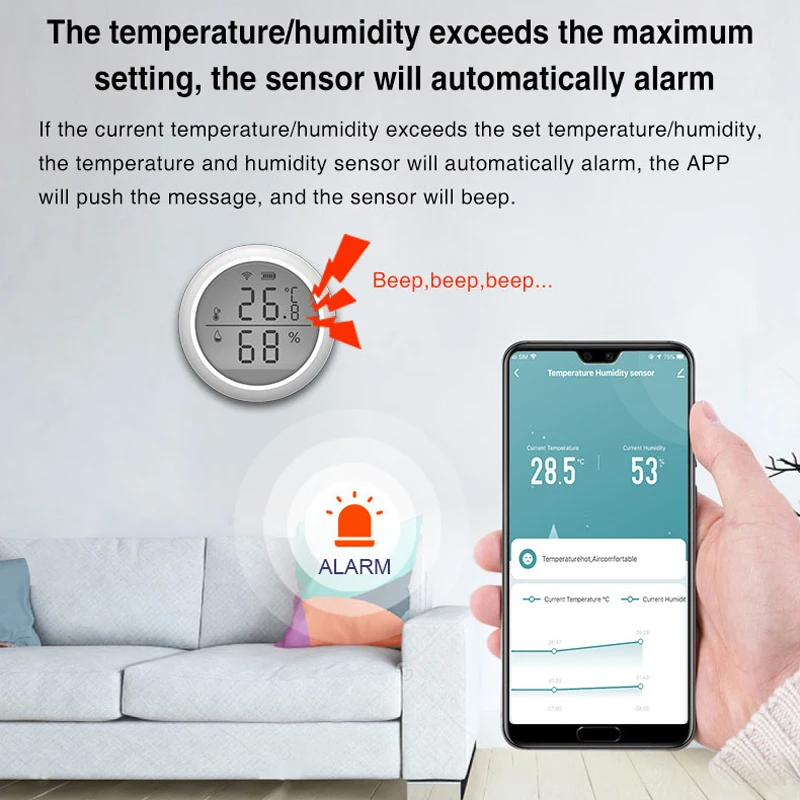 Tuya Smart WiFi Humidity Detector Temperature Sensor Indoor Hygrometer Thermometer With LCD Display Support Alexa Google Home