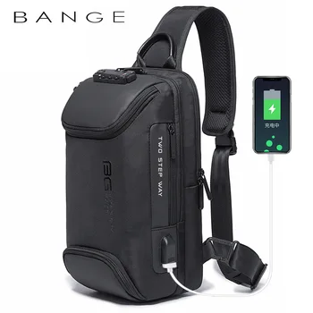 Bange çok fonksiyonlu erkek Oxford Crossbody çanta anti-hırsızlık omuz çantaları kısa gezi Messenger USB şarj göğüs çanta paketi