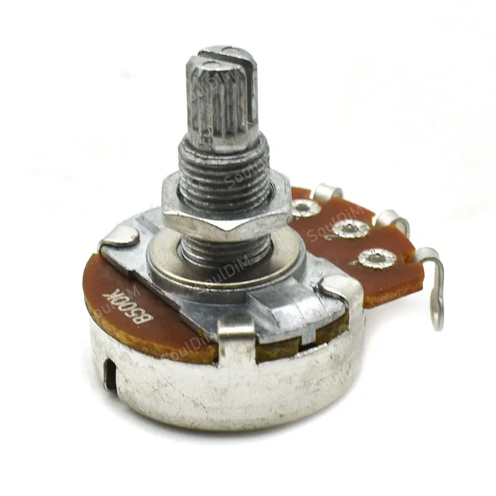 Grand potentiomètre A500K/B500K/A250K/B250K, 2 pièces, Pot cannelé pour guitare électrique, effet de basse, Volume de tonalité, pièces d\'arbre de