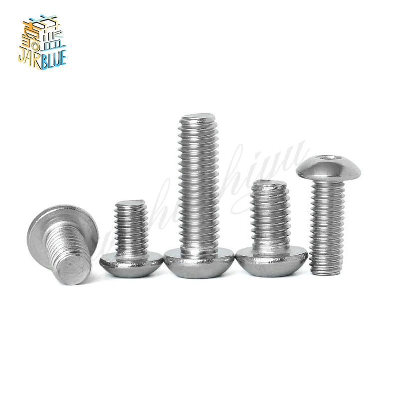 10pcs UNC 10#-24 1/4-20 US Coarse Thread 304 A2-70 stainless steel Allen Hex Hexagon Socket Button Head Round Screw Bolt ISO7380