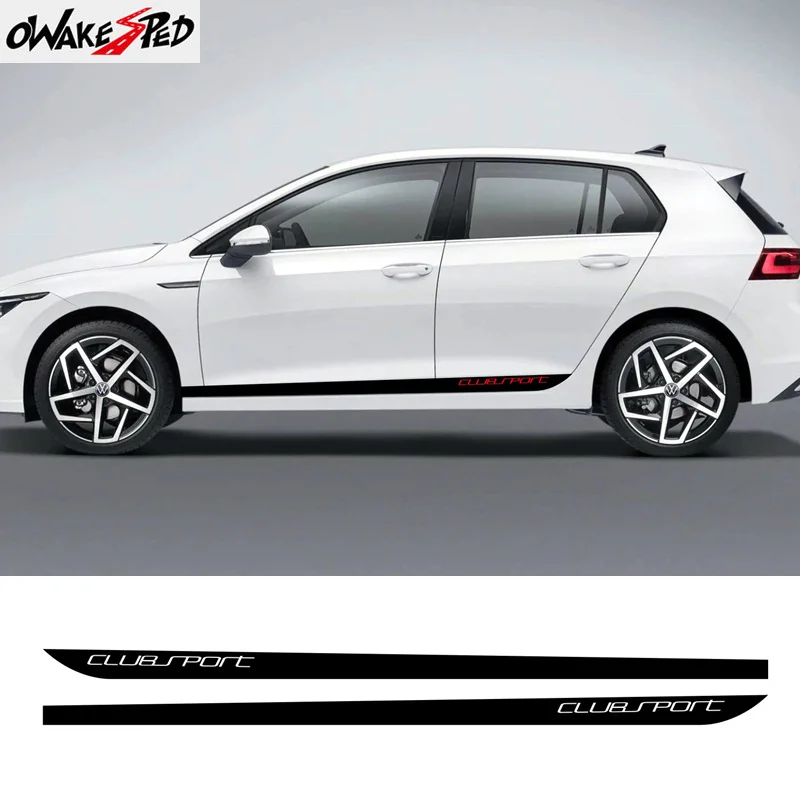 

2PCS For Volkswagen Golf 7 8 MK7 MK8 Car Door Side Skirt Stickers Clubsport Stripes Styling Auto Body Decoration Vinyl Decals