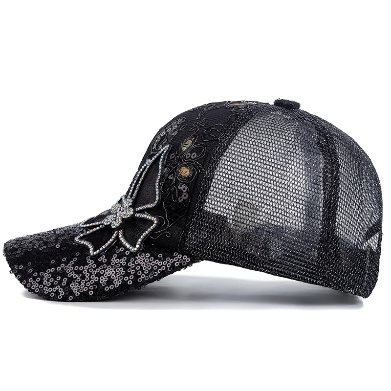 New Fashion Women Cap Butterfly Flower Pendant Baseball Cap Female Outdoor Adjustable Streetwear Summer Trucker Hat