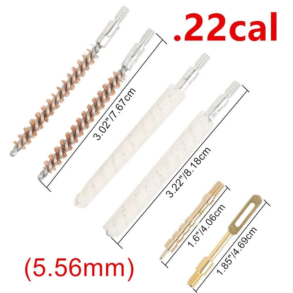 Gun Cleaning Rod Brush Head Kit .30cal 7.62mm .22cal 5.56mm .35cal 9mm Rifle Pistol Cleaning Tool 6pcs