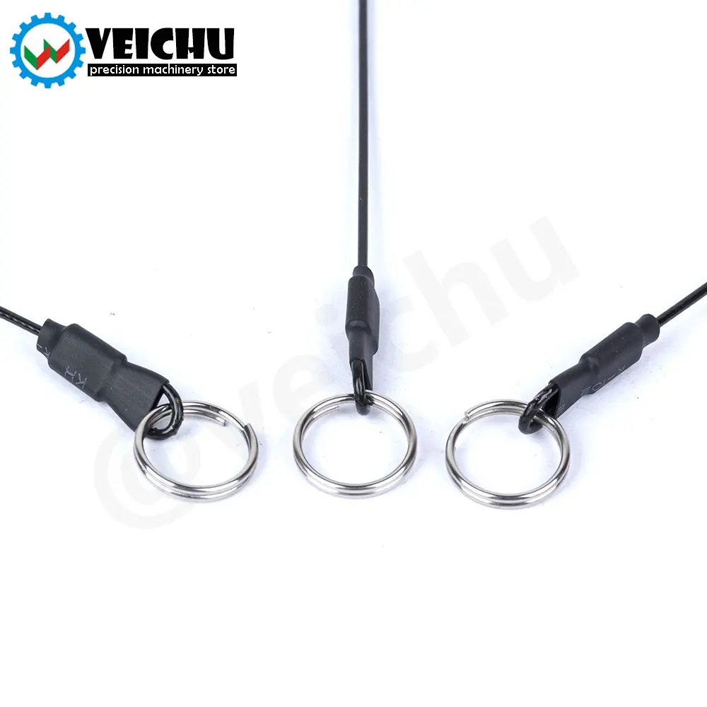 VEICHU Unti-Lost Rope Black Stainless Cable Safety Rope With Key Ring And Gasket