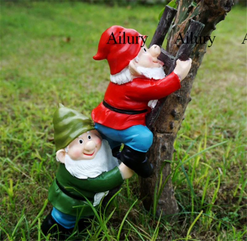 Garden Ladder Dwarf Ornaments Christmas Elf Resin Decorations Gardening Potted Landscaping American Country Outdoor