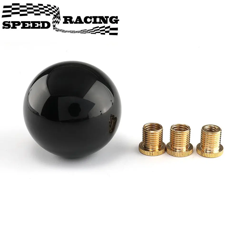 Round Gear Knob Short Shifter Knob For Universal Car Acrylic Shift Knob Black Silver SK-1006