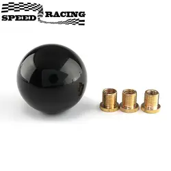 Round Gear Knob Short Shifter Knob For Universal Car Acrylic Shift Knob Black Silver SK-1006