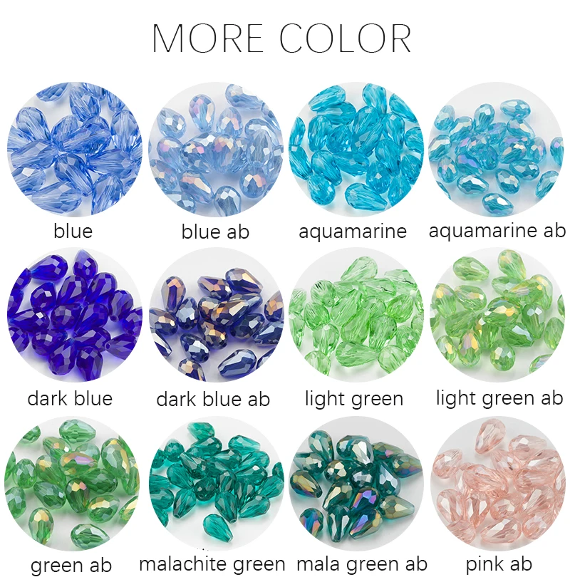 60/70PCS 8/10mm Kristall Tropfen Form Perlen für Schmuck Machen Waterdrop AB Glas Perlen lose Schmuck Perlen DIY Armbänder – Detail 9