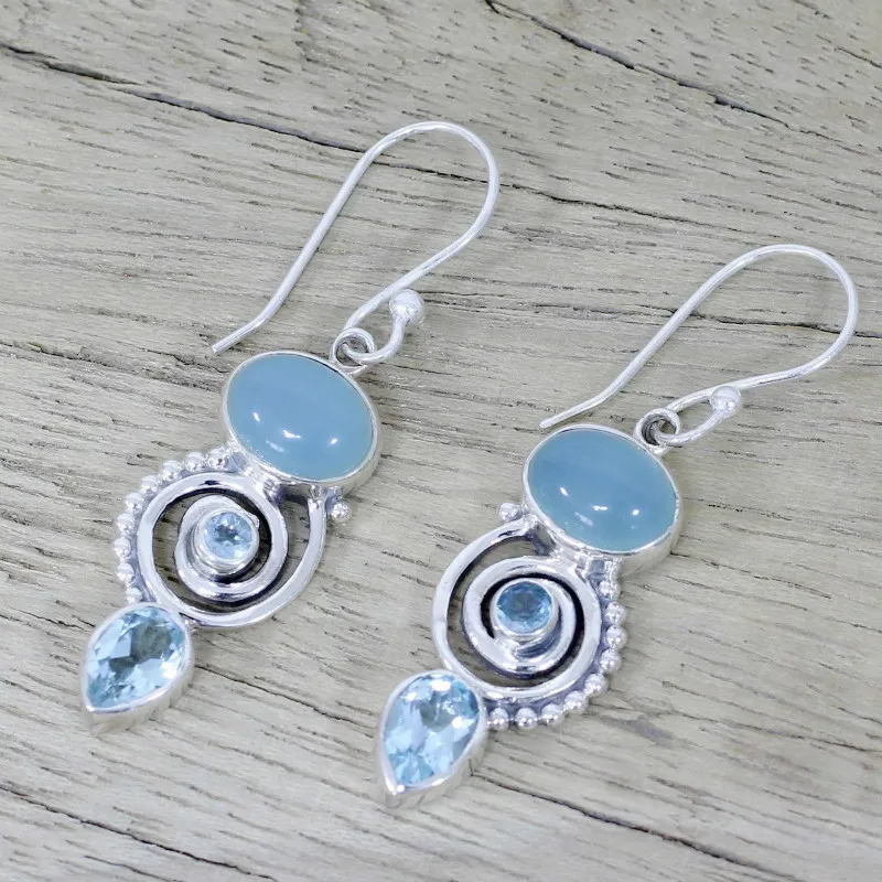 Fashion Imitation Moonstone Silver Color Dangle Earrings For Women Jewelry Wedding Engagement Drop Earring Gifts
